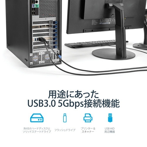 USB　3.0　4ポート増設PCI　Expressインターフェースカード　ブラック　1個 上面からの視点で、4つのUSBポートが並ぶインターフェースカードの状態