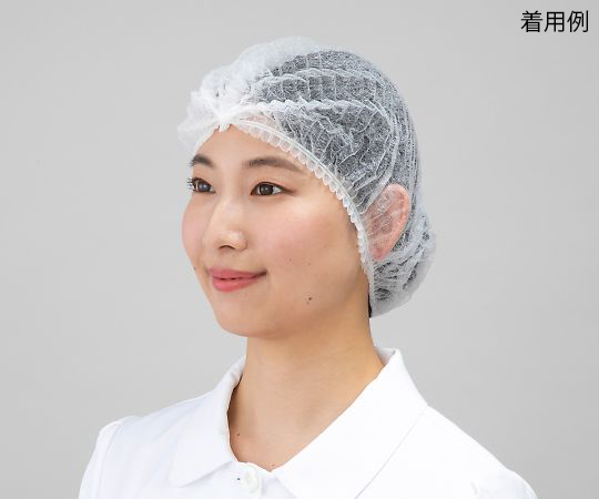 不織布ディスポキャップ 白 フリーサイズ 100枚入画像