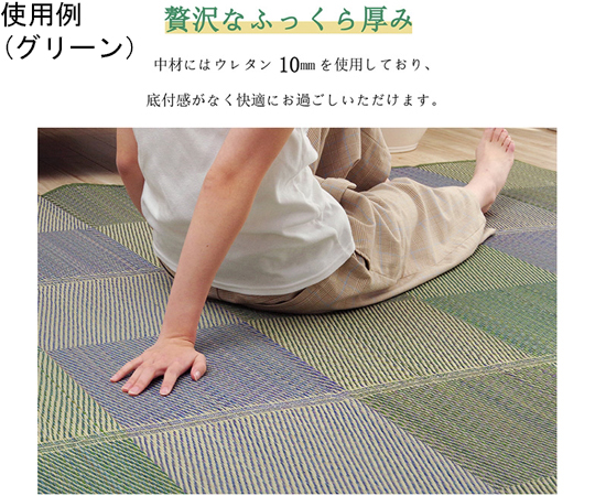 ラグ　い草　モダン　撥水　自然素材　滑り止め　不織布　防ダニ　ブラウン　約190×250cm 落ち着いたブラウン色で、床全体を覆う大きさがあるラグの状態。自然素材の風合いが感じられ、滑り止め機能が強調されている様子。
