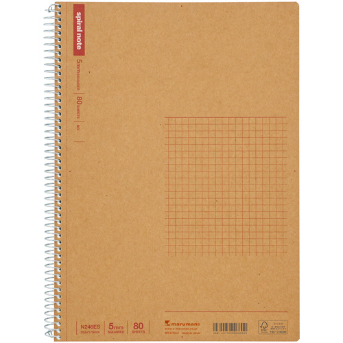 ｽﾊﾟｲﾗﾙﾉｰﾄ ﾍﾞｰｼｯｸ B5 5mm方眼罫 80枚 1冊画像