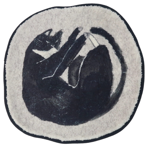 アトリエKOTETSU チェアパッド ネコ×グレー