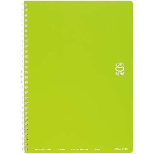 ソフトリングノートセミＢ５ドットＢ罫４０枚黄緑×５画像