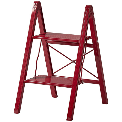 ｱﾙﾐ踏み台 ｽﾘﾑ2段 ﾚｯﾄﾞ 1台画像