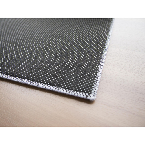キッチンマット　khastan　インテリアマット45X120cm　グレー 柔らかな素材で床に敷かれた、シンプルなデザインのマットが広がる様子