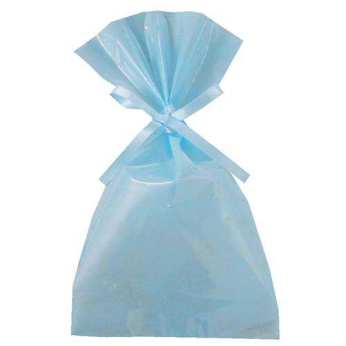 ソフトバッグクリア 2穴リボン巾着 S4 パステルブルー画像