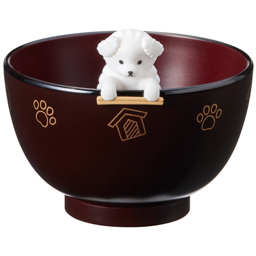 犬の汁椀&箸置きｾｯﾄ しるﾜﾝ 白ﾌﾟｰﾄﾞﾙ 1個画像