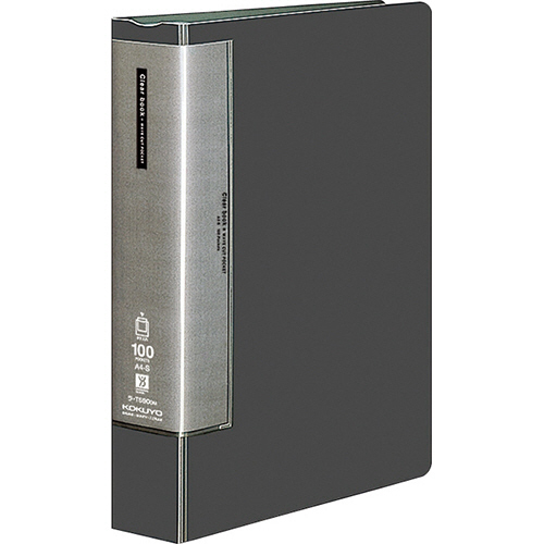 ｸﾘﾔｰﾌﾞｯｸ(ｳｪｰﾌﾞｶｯﾄﾎﾟｹｯﾄ･固定式) A4ﾀﾃ 100ﾎﾟｹｯﾄ ﾀﾞｰｸｸﾞﾚｰ 1ｾｯﾄ(4冊)画像