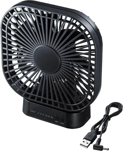 充電機能付きUSB扇風機(ブラック)画像