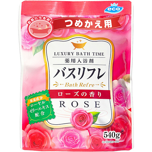 薬用入浴剤ﾊﾞｽﾘﾌﾚ ﾛｰｽﾞの香り つめかえ用 540g 1ﾊﾟｯｸ画像
