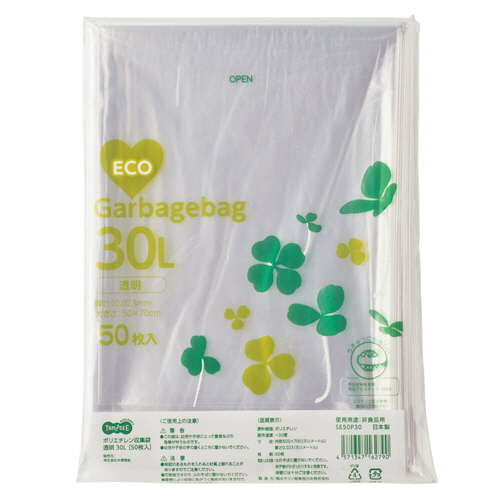 ﾎﾟﾘｴﾁﾚﾝ収集袋 透明 30L 1ｾｯﾄ(750枚:50枚x15ﾊﾟｯｸ)画像