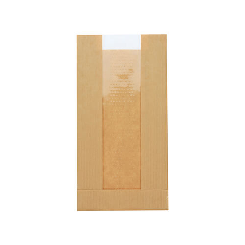 HEIKO 窓付ガゼットパック 12-23 筋入無地クラフト 100枚画像