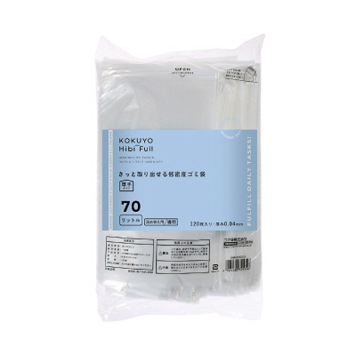 ﾋﾋﾞﾌﾙ さっと取り出せる低密度ｺﾞﾐ袋 厚手 70L 詰替 透明 1ﾊﾟｯｸ(120枚)画像