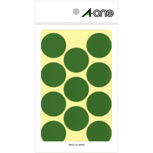 ｶﾗｰﾗﾍﾞﾙ 丸型 直径30mm 緑 1ﾊﾟｯｸ(154片:11片×14ｼｰﾄ)画像