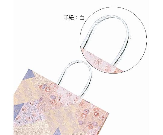 HEIKO 紙袋 スムースバッグ 2才 ツヅレ 25枚 ツヅレデザインの白い紙袋が斜めに見える状態、下部には開口部が広がっている。