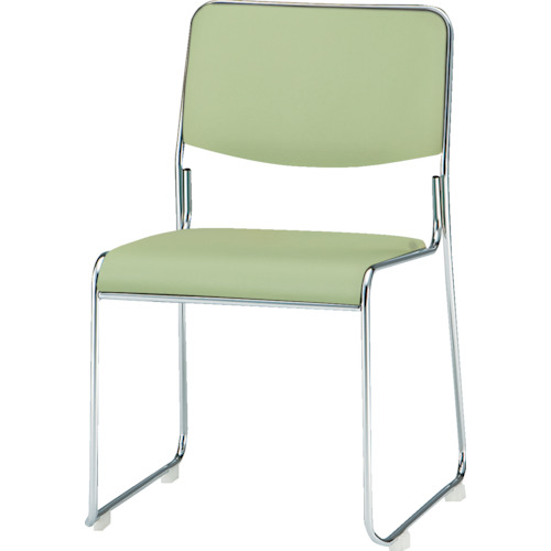 ＴＯＫＩＯ　スタッキングチェア　メッキ脚タイプ　ビニールレザー　リーフグリーン画像