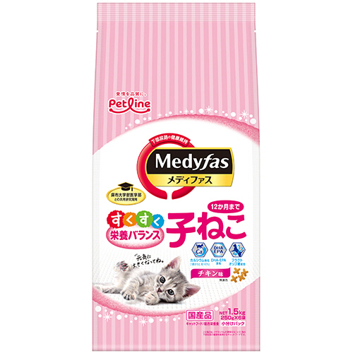 ﾒﾃﾞｨﾌｧｽ 子ねこ 12か月まで ﾁｷﾝ味 1.5kg(250g×6袋) 1ﾊﾟｯｸ画像