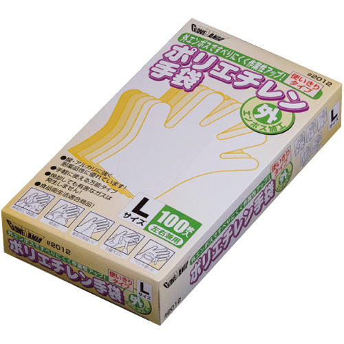 ポリエチレン手袋　外エンボス　クリア　L　1箱(100枚)画像