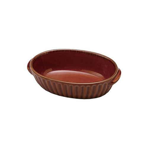 グラタン皿 18cm 洋食器 オーバル ギャザー ブラウン画像