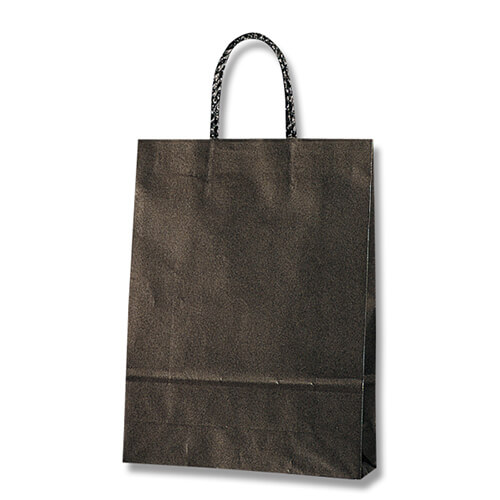 手提げ紙袋（黒・口折丸紐・幅260×マチ100×高さ360mm）画像