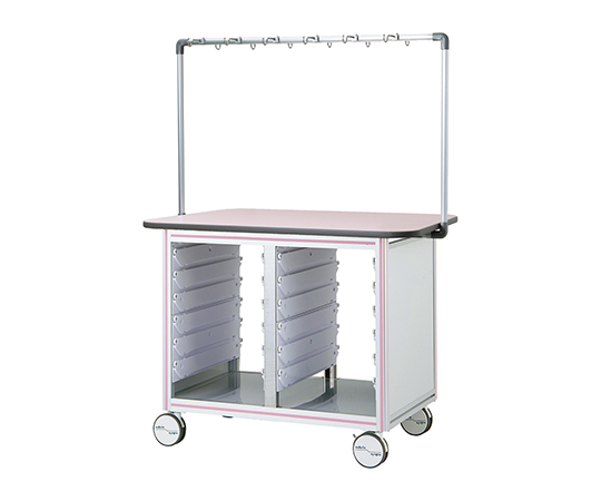 点滴作業台（対面型・シングルフレーム）　ピンク画像