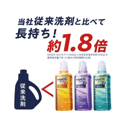 NANOXone スタンダード 本体大 640g ボトルが斜めに配置されている状態、ラベルが明瞭に見える。