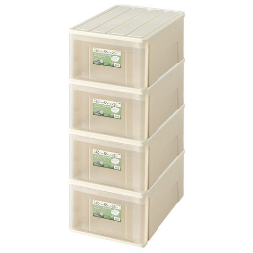 たっぷり収納ｹｰｽ 55M W400×D550×H250mm ﾎﾜｲﾄ/ｸﾘｱ 1ｾｯﾄ(4個)画像