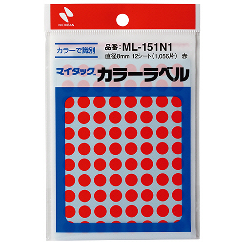 ﾏｲﾀｯｸ ｶﾗｰﾗﾍﾞﾙ 円型 直径8mm 赤 1ｾｯﾄ(10560片:1056片×10ﾊﾟｯｸ)画像