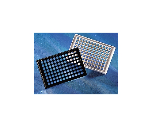 フルオレッセンスルミネッセンス９６ウェルクリアボトムプレート白　細胞培養表面処理済み　滅菌済み　フタ付　１個／パック×４８パック画像