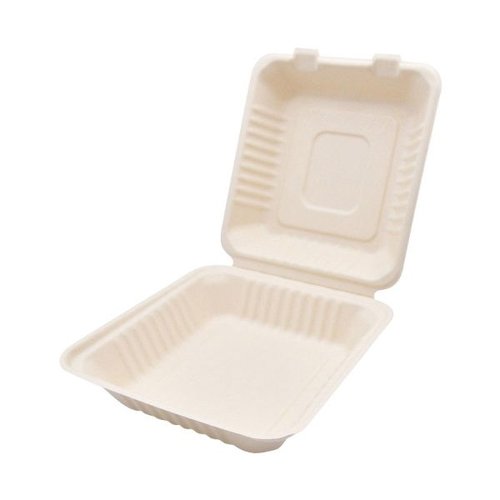 弁当容器 BBランチ 200-220(5枚入) パックスタイル 透明なパッケージに収められた5枚の真っ白な弁当容器が横並びに配置されている様子
