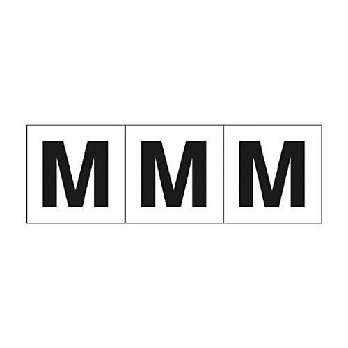 ｱﾙﾌｧﾍﾞｯﾄｽﾃｯｶｰ 50×50 ｢M｣ 白 1ｾｯﾄ(3枚)画像