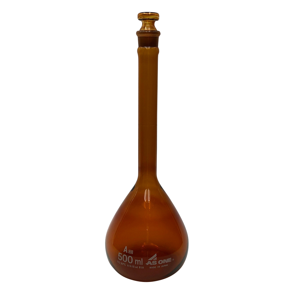 高精度メスフラスコ　茶　500mL画像
