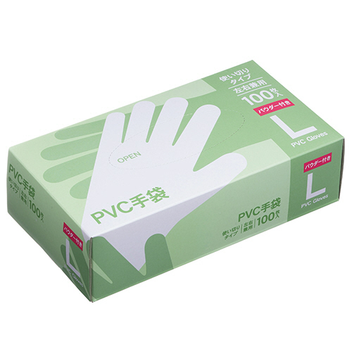 PVC手袋 ﾊﾟｳﾀﾞｰ付き L 1箱(100枚)画像