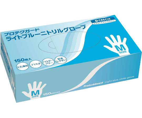 プロテクガード ライトブルー ニトリルグローブ Mサイズ 150枚×10小箱画像