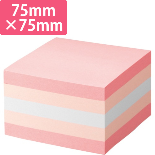 ふせん　カラーブロック　75×75mm　パステルピンク　1冊画像
