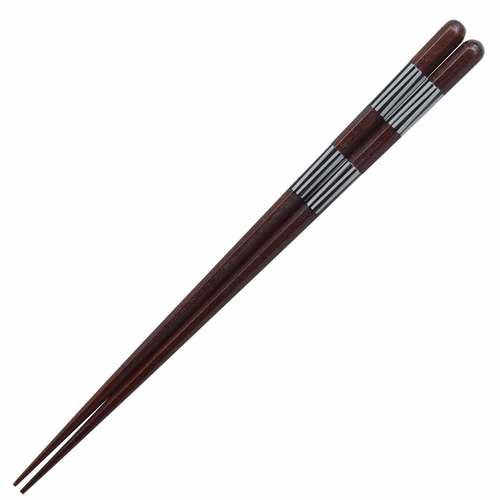 箸 23cm 八角 縦縞 天然木 木製 黒画像