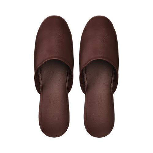 レザー調スリッパ　ダークブラウン　１０足画像