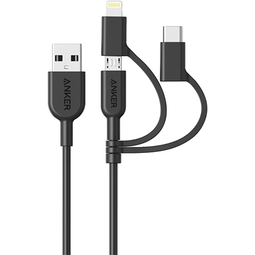 ANKER　PowerLine　II　3-in-1ケーブル　0.9m　ブラック　1本