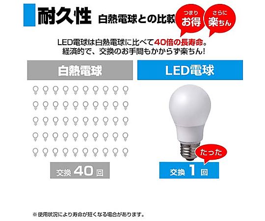 AC100V/6.8W/E26/電球/LED(昼光色) 透明なガラスボディのLED電球が明るく光っている様子