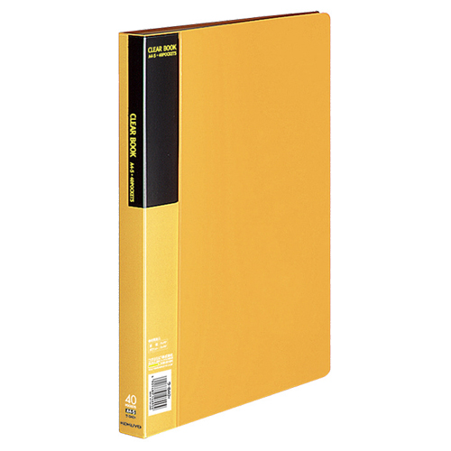 ｸﾘﾔｰﾌﾞｯｸ(ﾍﾞｰｼｯｸ) 固定式 A4ﾀﾃ 40ﾎﾟｹｯﾄ 背幅27mm 黄 1ｾｯﾄ(10冊)画像