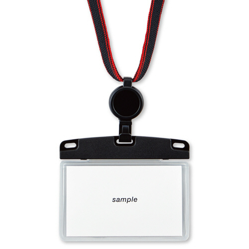 吊り下げ名札 ﾘｰﾙ式 ｱｰﾊﾞﾝｽﾀｲﾙ ｿﾌﾄﾀｲﾌﾟ ﾖｺ名刺ｻｲｽﾞ 黒 1個画像