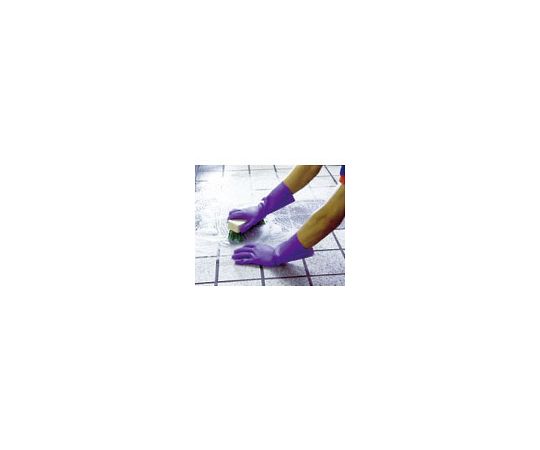 塩化ビニール手袋 簡易包装ビニール厚手10双入 ピンク Mサイズ 厚手のピンク色の手袋が10双収められたパッケージの正面が見える状態