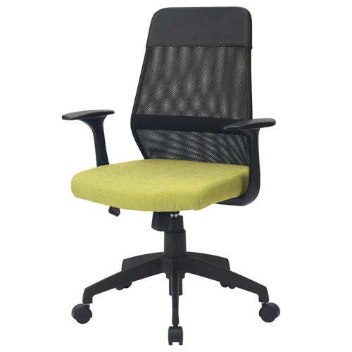 ミドルバックメッシュチェア　肘付　グリーン画像