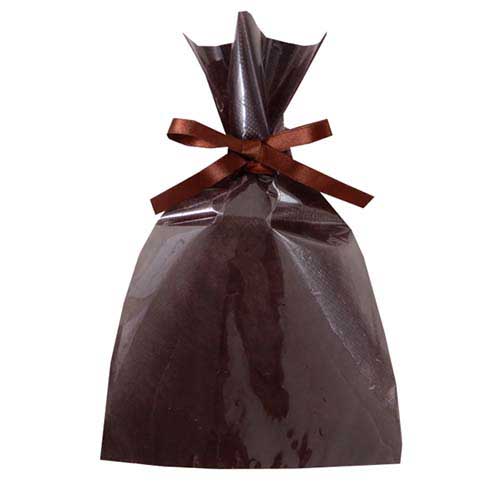 ソフトバッグクリア 2穴リボン巾着 S3 ダークブラウン画像