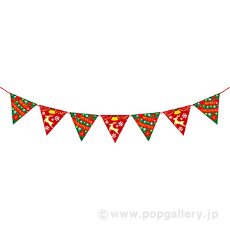 クリスマスリボンフラッグガーランド画像