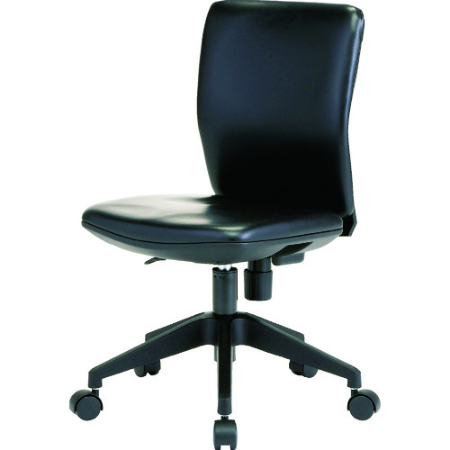 ＴＲＵＳＣＯ　体圧分散オフィスチェア　ビニールレザー張り　肘無　ブラック