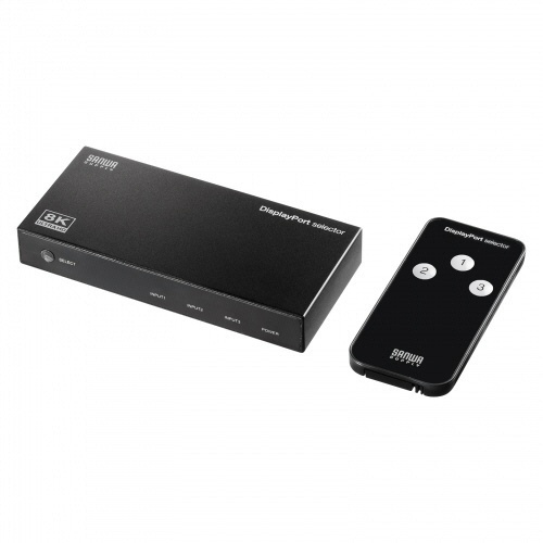 DisplayPort切替器(8K/30Hz対応・リモコン付き)　(3入力・1出力)　1台