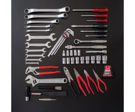 整備用工具セット ツールセット（メンテナンス用） 間口410×奥行220×高さ220mm セット内容53点 整然とした工具が収納されているケースの上面