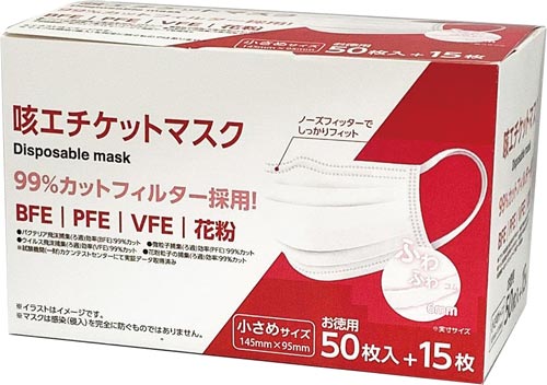 咳エチケットマスク　小さめ　６５枚×１０画像