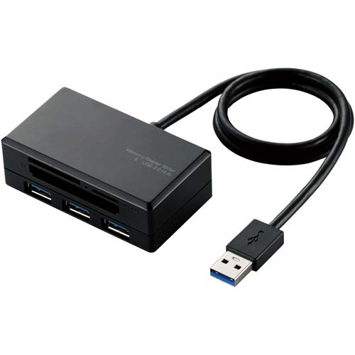 カードリーダー　ＵＳＢ３．０　ハブ付き　ブラック画像
