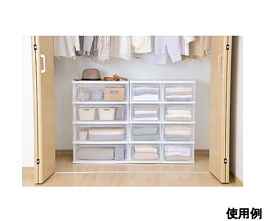 309x380x 778mm 引出し式収納ケース(4段) 引出しが開いた状態で収納内部が確認できる様子